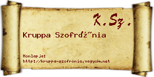 Kruppa Szofrónia névjegykártya